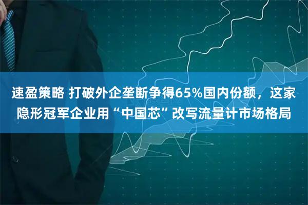 速盈策略 打破外企垄断争得65%国内份额，这家隐形冠军企业用“中国芯”改写流量计市场格局