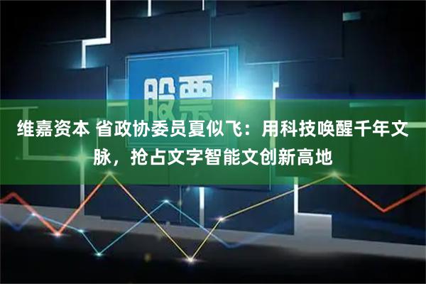 维嘉资本 省政协委员夏似飞：用科技唤醒千年文脉，抢占文字智能文创新高地